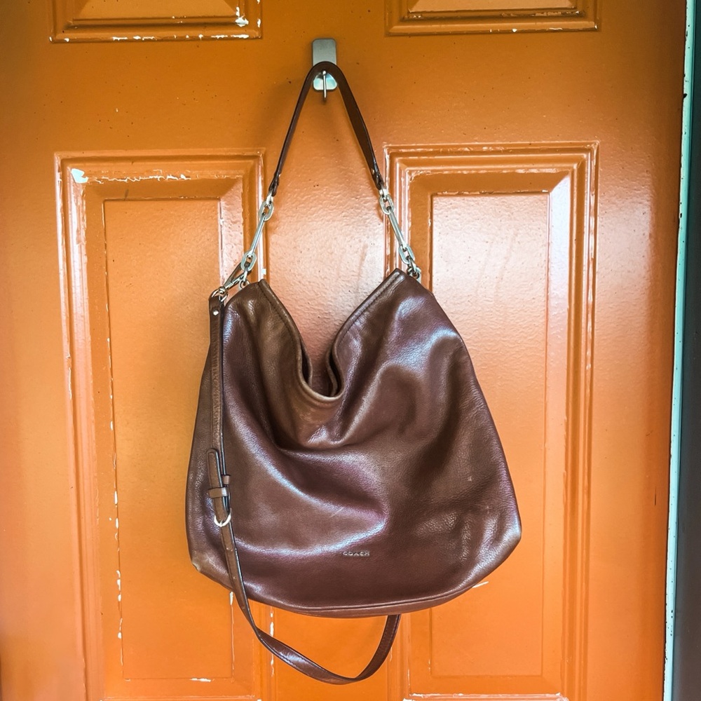 Coach Madison Two Way Hobo Messenger Leather Caramel Brown - Picture 11 of 11